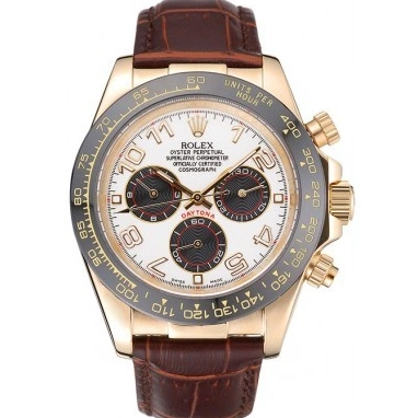 AAA replica watch Subdials Cosmograph Bracelet Daytona Leather Brown Gold 622634 Rolex Case Black 0820